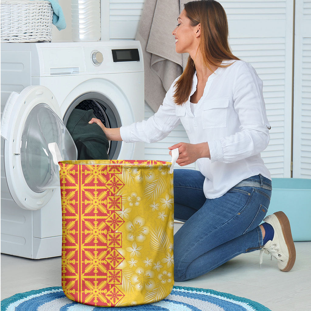 Kahili Quilt Hawaii Laundry Basket Tropical Flower Seamless Half Style
