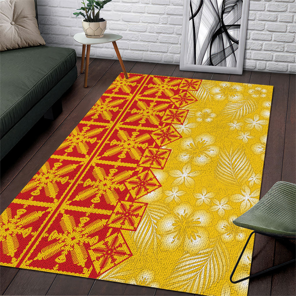 Kahili Quilt Hawaii Area Rug Tropical Flower Seamless Half Style