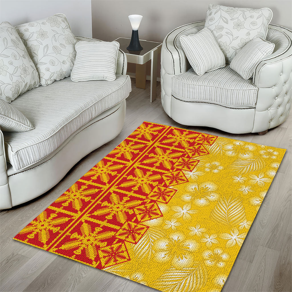 Kahili Quilt Hawaii Area Rug Tropical Flower Seamless Half Style