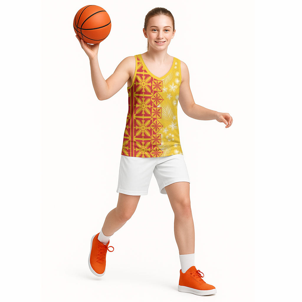 Kahili Quilt Hawaii Basketball Jersey Tropical Flower Seamless Half Style