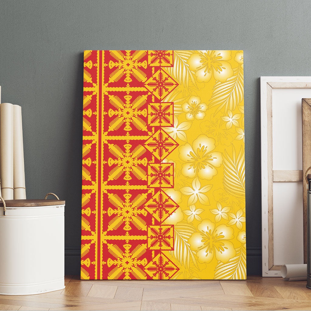 Kahili Quilt Hawaii Canvas Wall Art Tropical Flower Seamless Half Style