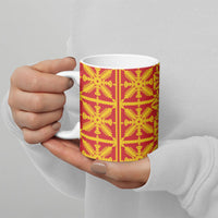 Kahili Quilt Hawaii Ceramic Mug Tropical Flower Seamless Half Style