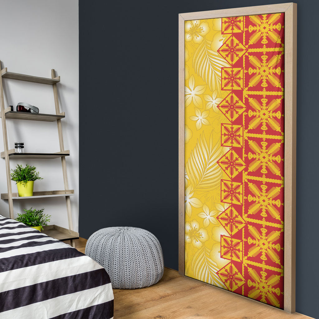 Kahili Quilt Hawaii Door Cover Tropical Flower Seamless Half Style