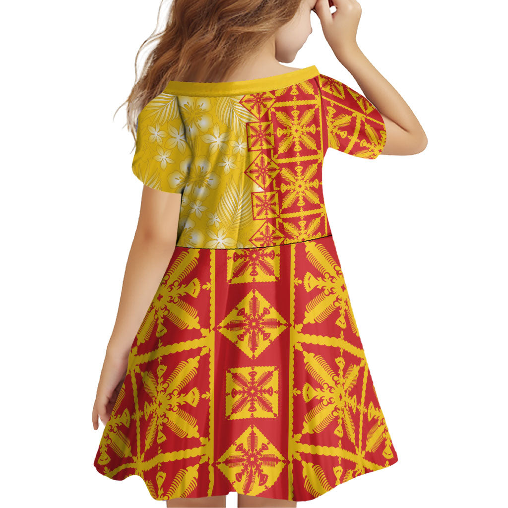 Kahili Quilt Hawaii Family Matching Off Shoulder Short Dress and Hawaiian Shirt Tropical Flower Seamless Half Style