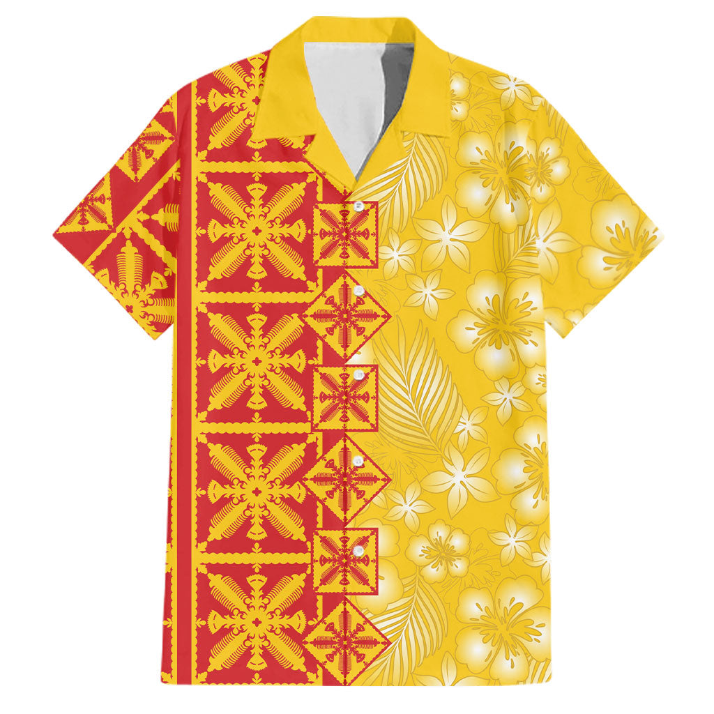 Kahili Quilt Hawaii Family Matching Tank Maxi Dress and Hawaiian Shirt Tropical Flower Seamless Half Style