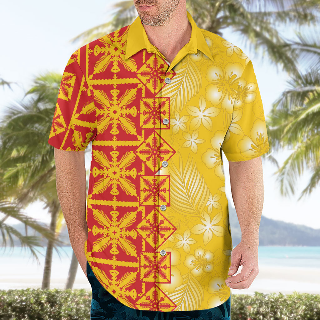 Kahili Quilt Hawaii Hawaiian Shirt Tropical Flower Seamless Half Style
