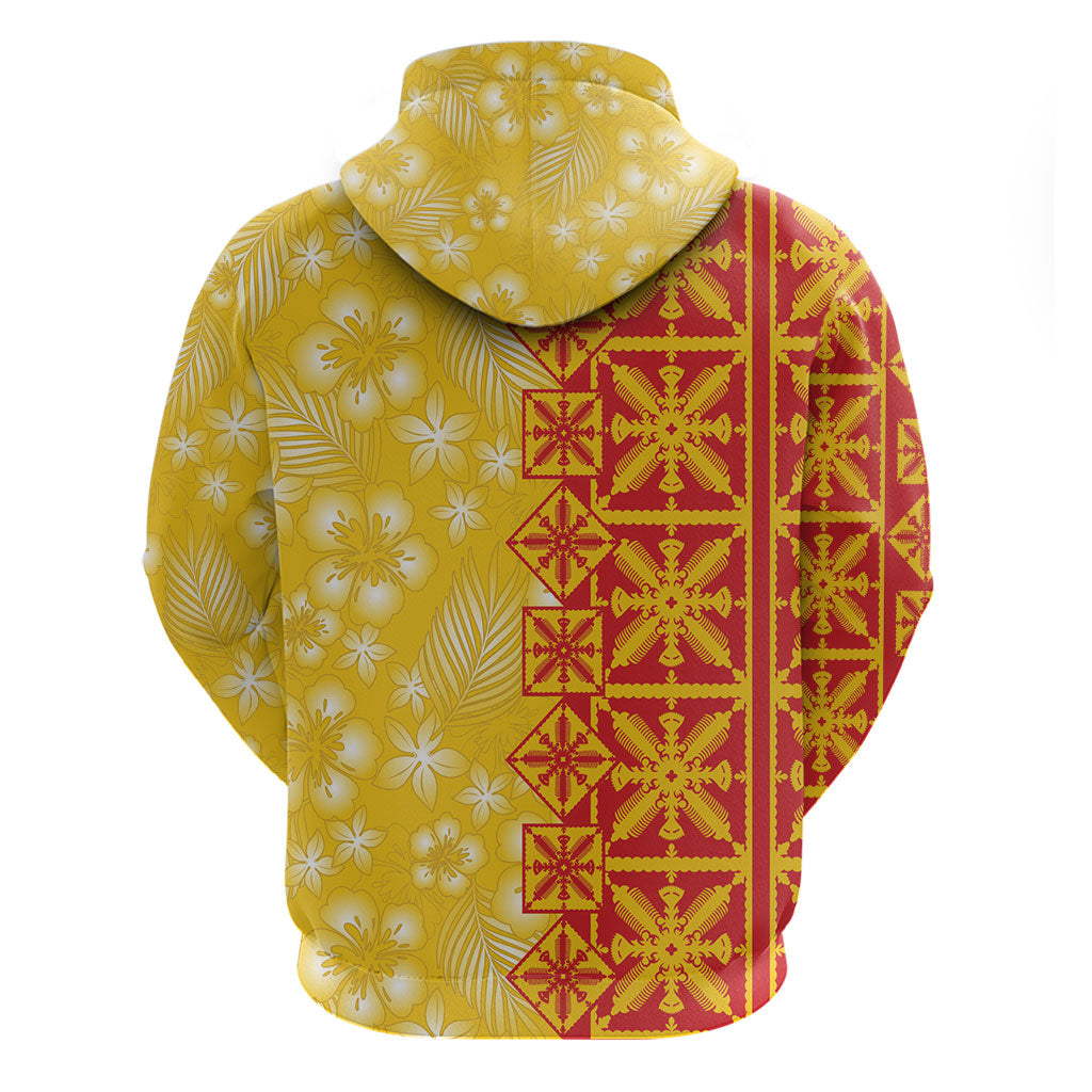 Kahili Quilt Hawaii Hoodie Tropical Flower Seamless Half Style