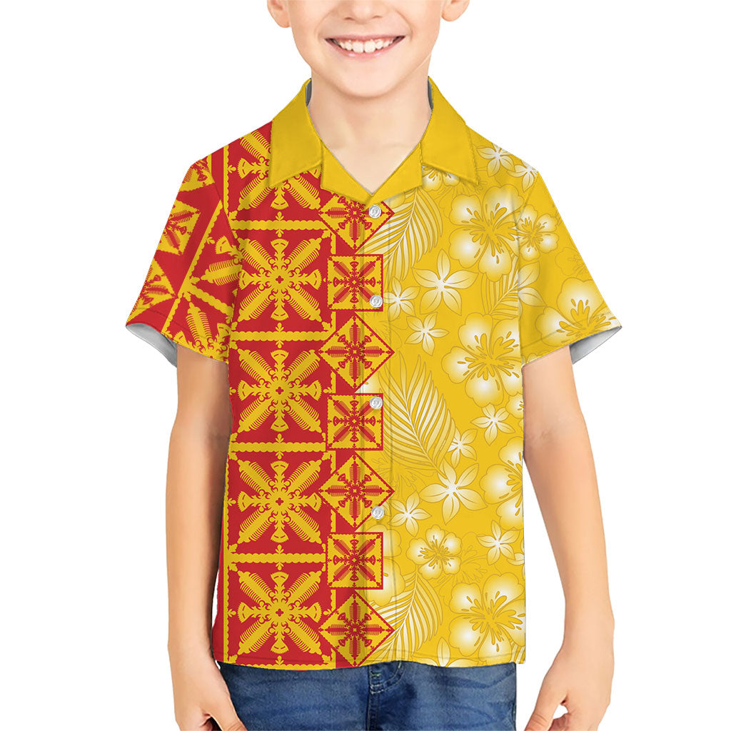 Kahili Quilt Hawaii Kid Hawaiian Shirt Tropical Flower Seamless Half Style