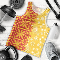 Kahili Quilt Hawaii Men Tank Top Tropical Flower Seamless Half Style