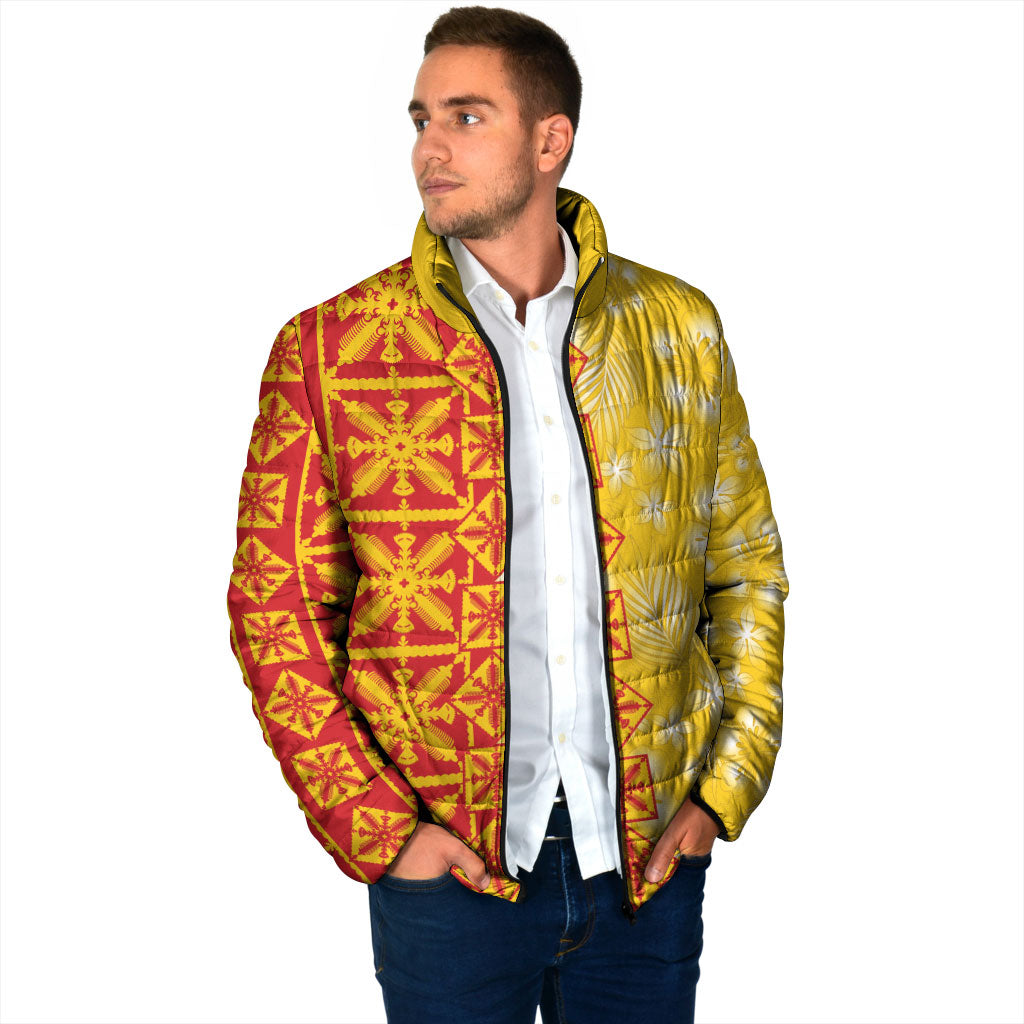 Kahili Quilt Hawaii Padded Jacket Tropical Flower Seamless Half Style