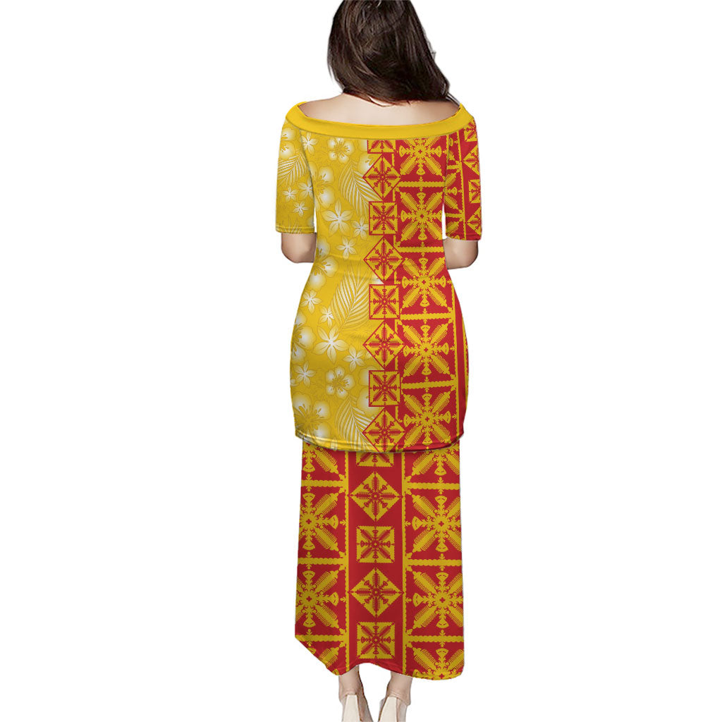 Kahili Quilt Hawaii Puletasi Tropical Flower Seamless Half Style