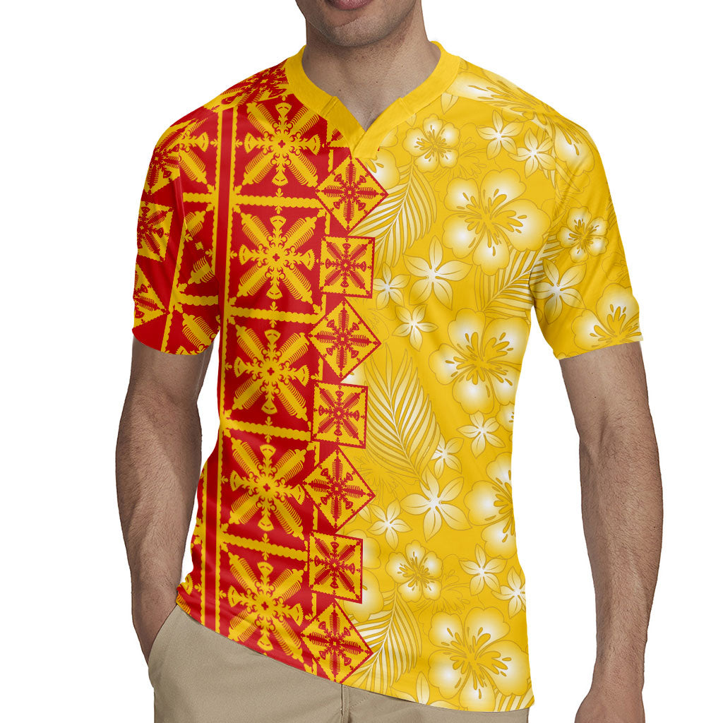 Kahili Quilt Hawaii Rugby Jersey Tropical Flower Seamless Half Style