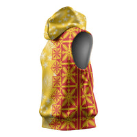 Kahili Quilt Hawaii Sleeveless Hoodie Tropical Flower Seamless Half Style