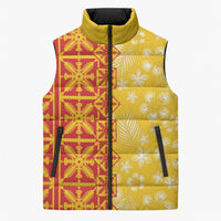 Kahili Quilt Hawaii Sleeveless Puffer Jacket Tropical Flower Seamless Half Style