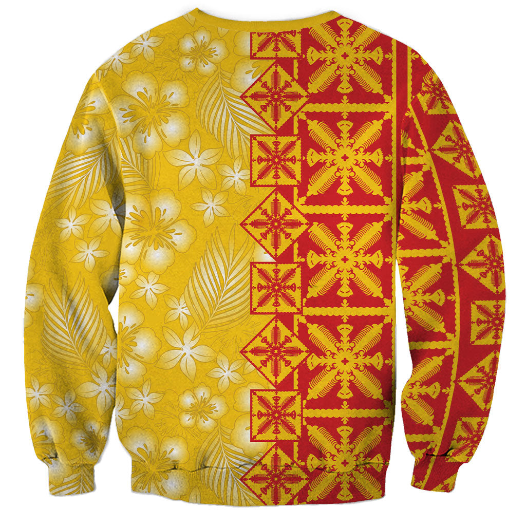 Kahili Quilt Hawaii Sweatshirt Tropical Flower Seamless Half Style