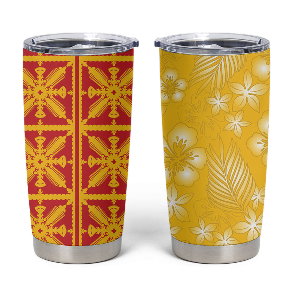 Kahili Quilt Hawaii Tumbler Cup Tropical Flower Seamless Half Style