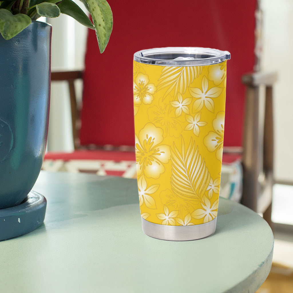 Kahili Quilt Hawaii Tumbler Cup Tropical Flower Seamless Half Style