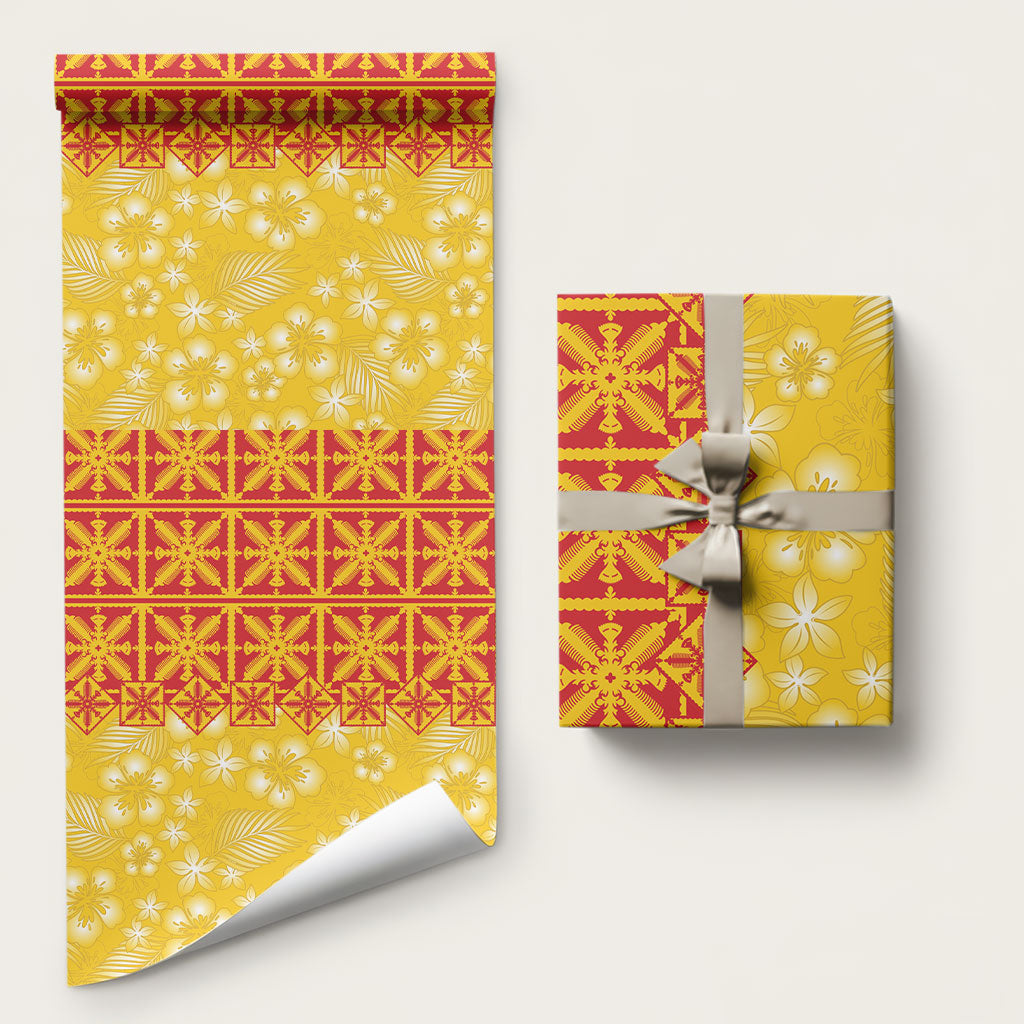 Kahili Quilt Hawaii Wrapping Paper Tropical Flower Seamless Half Style