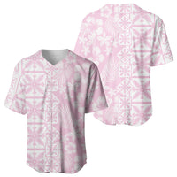Pastel Pink Kahili Quilt Hawaii Baseball Jersey Tropical Flower Seamless Half Style