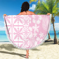 Pastel Pink Kahili Quilt Hawaii Beach Blanket Tropical Flower Seamless Half Style