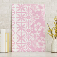 Pastel Pink Kahili Quilt Hawaii Canvas Wall Art Tropical Flower Seamless Half Style