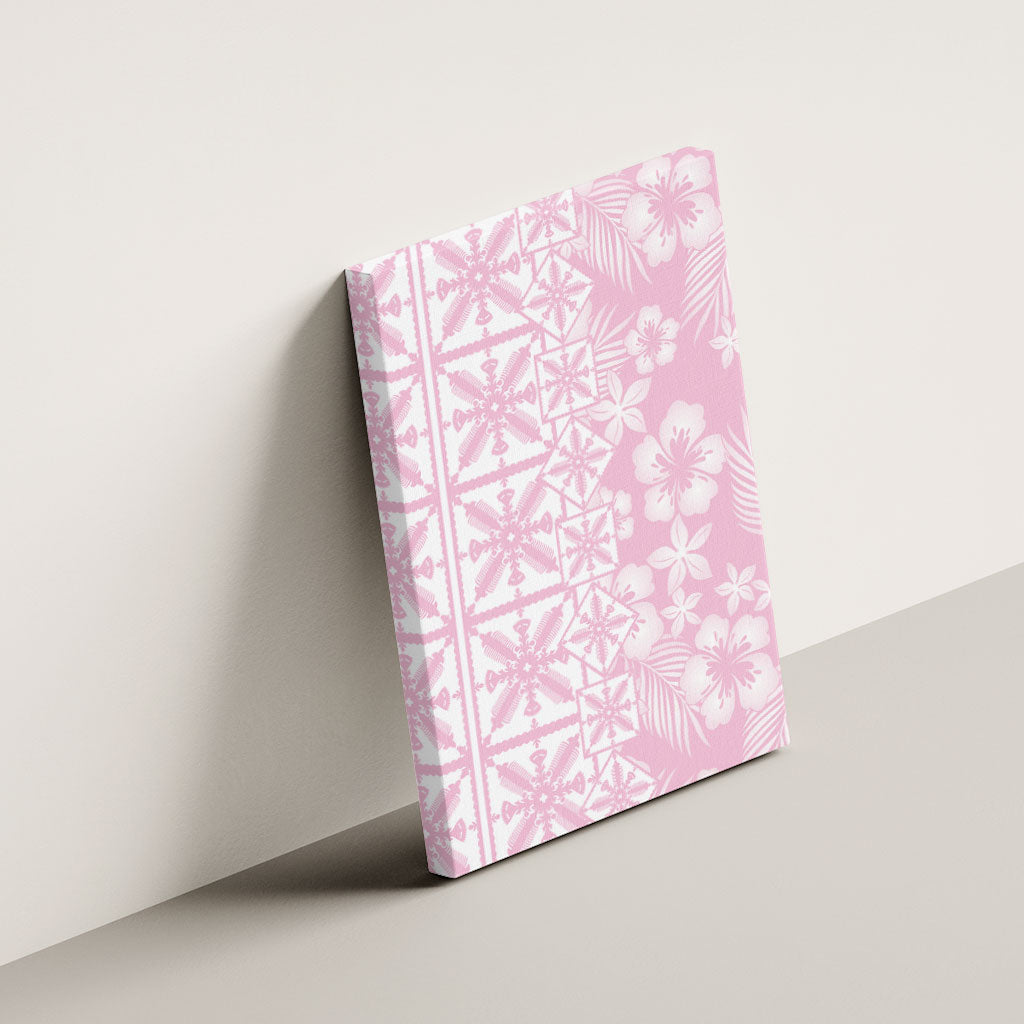 Pastel Pink Kahili Quilt Hawaii Canvas Wall Art Tropical Flower Seamless Half Style