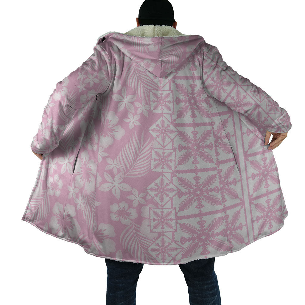Pastel Pink Kahili Quilt Hawaii Cloak Tropical Flower Seamless Half Style