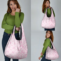 Pastel Pink Kahili Quilt Hawaii Grocery Bag Tropical Flower Seamless Half Style