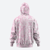 Pastel Pink Kahili Quilt Hawaii Hoodie Tropical Flower Seamless Half Style