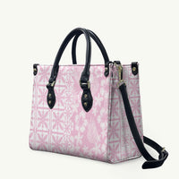 Pastel Pink Kahili Quilt Hawaii Leather Bag Tropical Flower Seamless Half Style