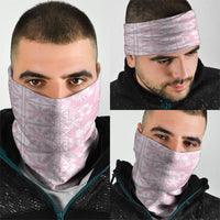 Pastel Pink Kahili Quilt Hawaii Neck Gaiter Tropical Flower Seamless Half Style