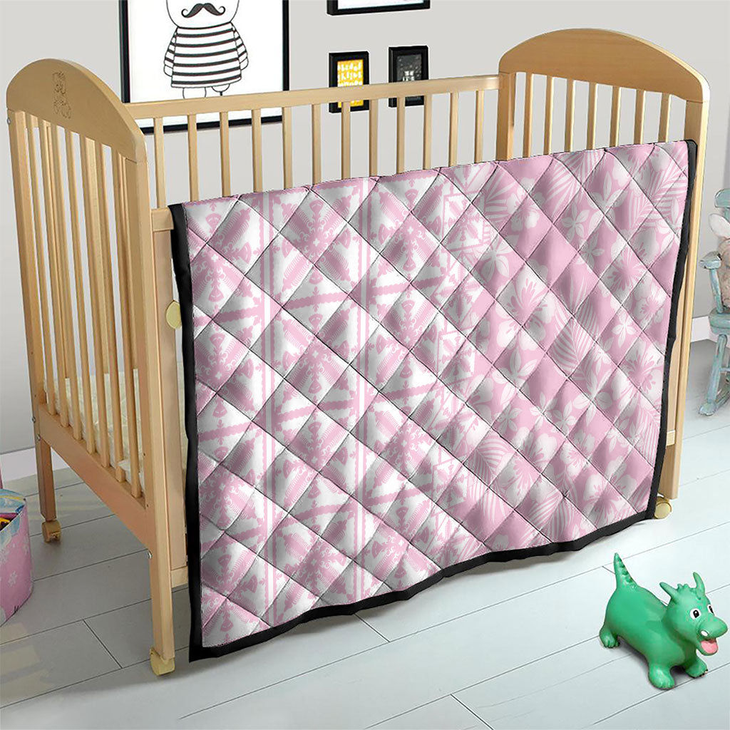Pastel Pink Kahili Quilt Hawaii Quilt Tropical Flower Seamless Half Style