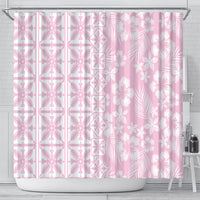 Pastel Pink Kahili Quilt Hawaii Shower Curtain Tropical Flower Seamless Half Style