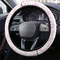 Pastel Pink Kahili Quilt Hawaii Steering Wheel Cover Tropical Flower Seamless Half Style