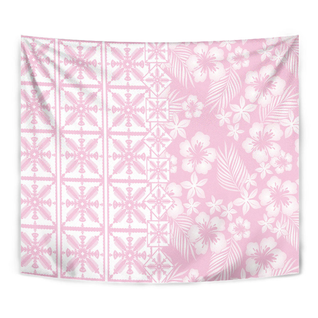 Pastel Pink Kahili Quilt Hawaii Tapestry Tropical Flower Seamless Half Style