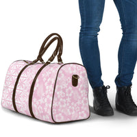 Pastel Pink Kahili Quilt Hawaii Travel Bag Tropical Flower Seamless Half Style