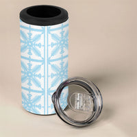 Pastel Blue Kahili Quilt Hawaii 4 in 1 Can Cooler Tumbler Tropical Flower Seamless Half Style