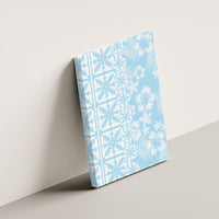 Pastel Blue Kahili Quilt Hawaii Canvas Wall Art Tropical Flower Seamless Half Style