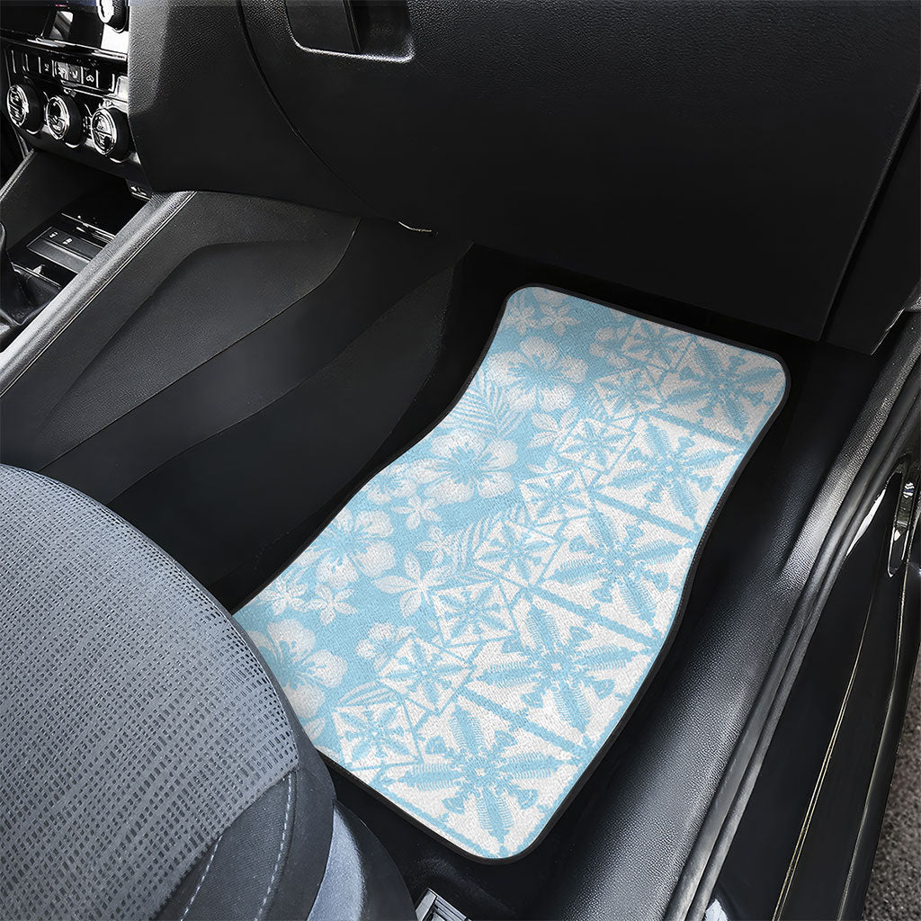 Pastel Blue Kahili Quilt Hawaii Car Mats Tropical Flower Seamless Half Style