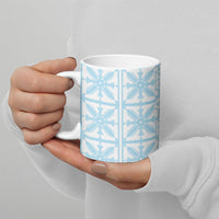 Pastel Blue Kahili Quilt Hawaii Ceramic Mug Tropical Flower Seamless Half Style