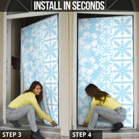 Pastel Blue Kahili Quilt Hawaii Door Cover Tropical Flower Seamless Half Style