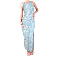 Pastel Blue Kahili Quilt Hawaii Family Matching Tank Maxi Dress and Hawaiian Shirt Tropical Flower Seamless Half Style