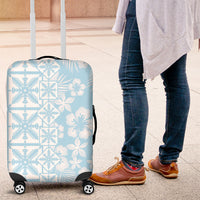 Pastel Blue Kahili Quilt Hawaii Luggage Cover Tropical Flower Seamless Half Style