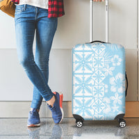 Pastel Blue Kahili Quilt Hawaii Luggage Cover Tropical Flower Seamless Half Style