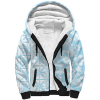 Pastel Blue Kahili Quilt Hawaii Sherpa Hoodie Tropical Flower Seamless Half Style
