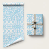 Pastel Blue Kahili Quilt Hawaii Wrapping Paper Tropical Flower Seamless Half Style