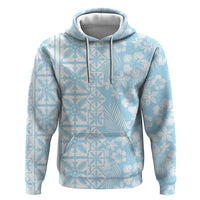 Pastel Blue Kahili Quilt Hawaii Zip Hoodie Tropical Flower Seamless Half Style