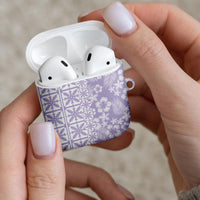 Pastel Purple Kahili Quilt Hawaii AirPods Case Tropical Flower Seamless Half Style