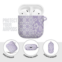 Pastel Purple Kahili Quilt Hawaii AirPods Case Tropical Flower Seamless Half Style