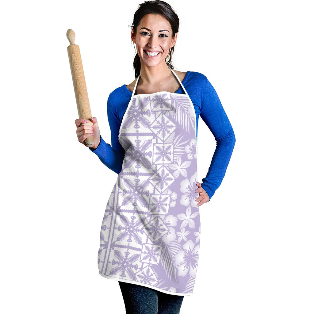 Pastel Purple Kahili Quilt Hawaii Apron Tropical Flower Seamless Half Style